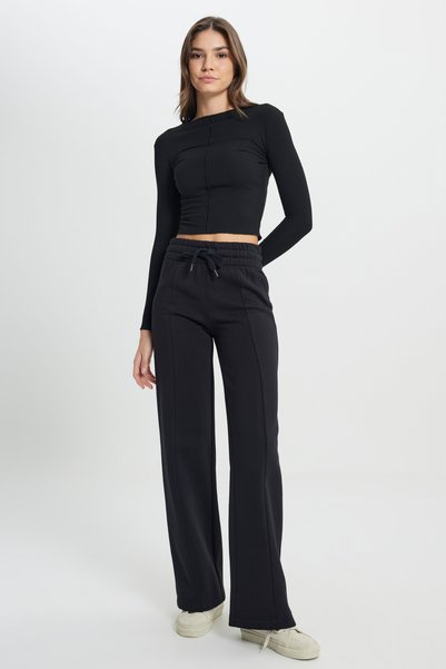 Regular Fit Regular Cut Wide Leg Women's Anthracite Sweatpant Sweatpants