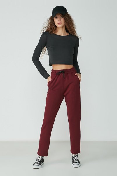 Straight Leg Sweatpants 733 Claret Red