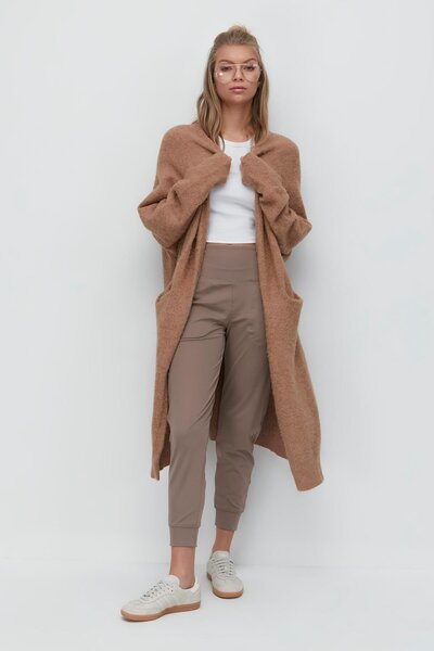 High-Waisted Cuffed Jogger Pants 811 Brown