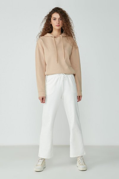 Wide Leg Flared Sweatpants 736 Ecru