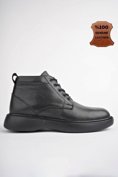 Bernard Guaranteed Genuine Leather Lace-Up Zippered Non-Slip Sole Casual Men's Boots