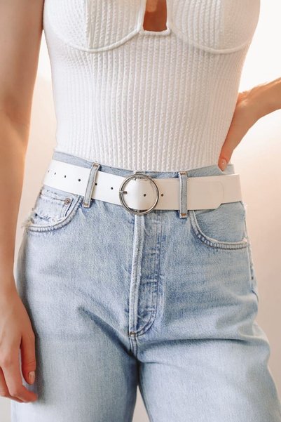 Round Buckle Women's Trouser Belt, Jacket Belt, Dress Belt, Shirt Belt