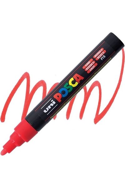 Uni Posca Water-Based Red Neon Poster Marker - 1.8-2.5 F, Pc-5M
