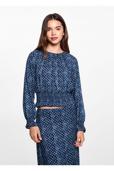 Gathered patterned blouse