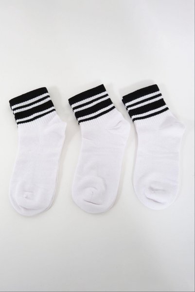 Striped Short 3-Pack Socket Socks Set White