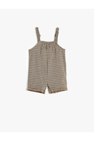 Jumpsuit Shorts with Straps, Pockets and Ruffle Detail