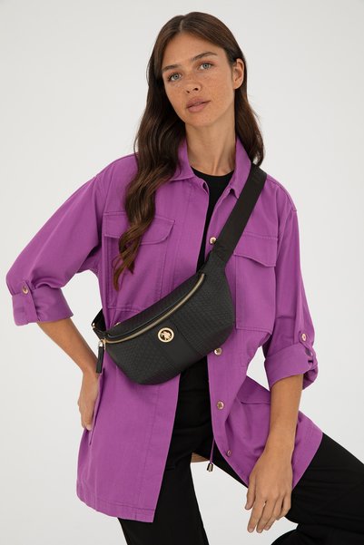 Women's Black Waist Bag 50293695 -Vr046