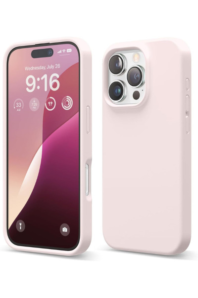 Apple iPhone 16 Pro Max Case Velvet Launch Soft Liquid Silicone Camera Protection Cover Sand Pink