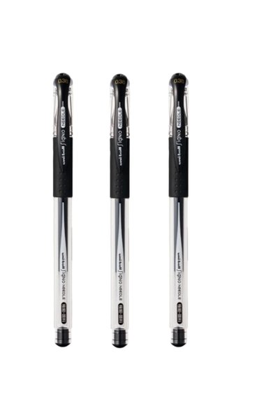UNIBALL SIGNO NEEDLE (0.38") NEEDLE TIP GEL PEN BLACK (Three Pieces)