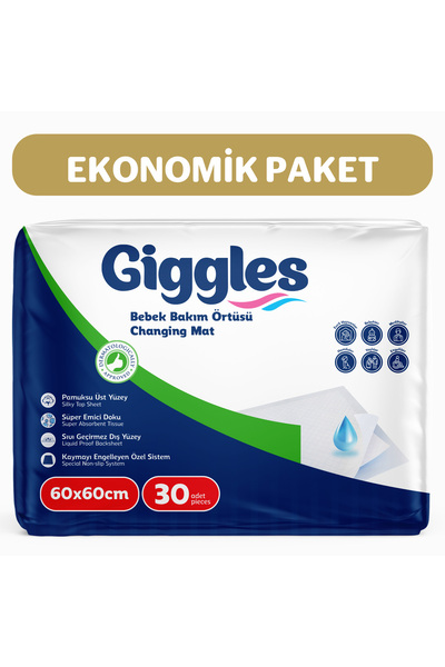 Подлога за нега на бебиња 60x60, 30 парчиња