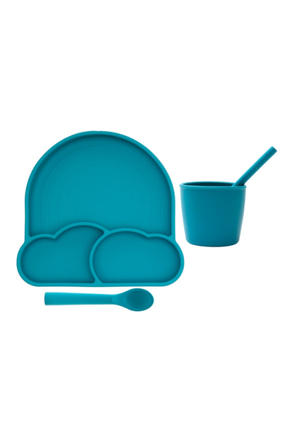 Babychefs 100% премиум силиконски сет за хранење од 4 дела со вакуум систем, зелен