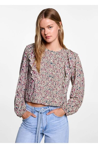 Lace Blouse with Flared Sleeves