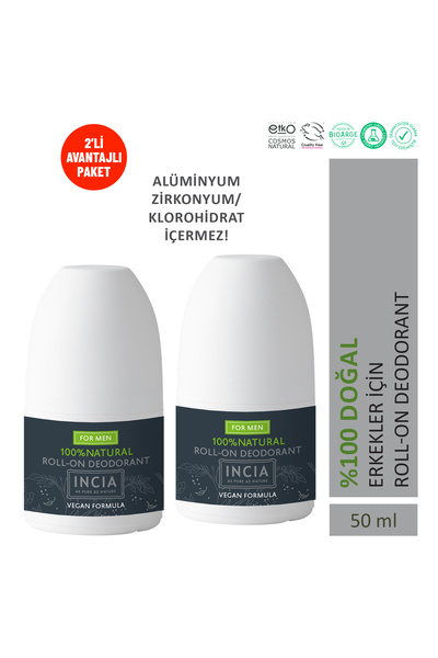 100% природен рол-он дезодоранс за мажи против мирис на пот без дамки 50 ml X 2 парчиња