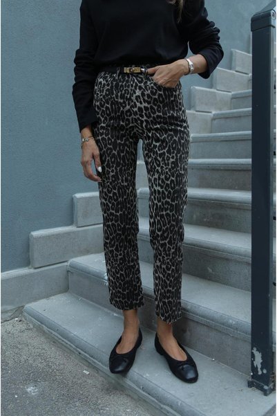 Brown Leopard Size Fit Jeans