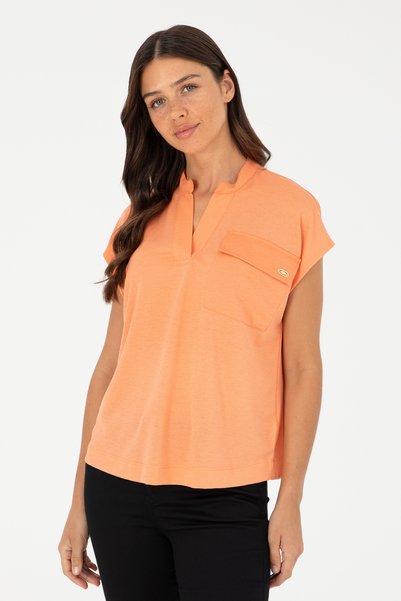 Women's Salmon Judge Collar T-Shirt 50281814-Vr047