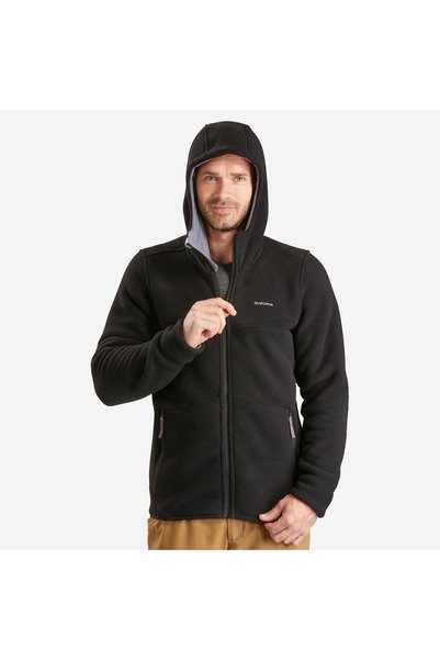 Men's Warm Outdoor Fleece Jacket - Black - Nh500