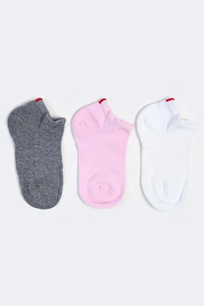 Run сет од 3 пара детски основни кратки чорапи GREY/бели/розови