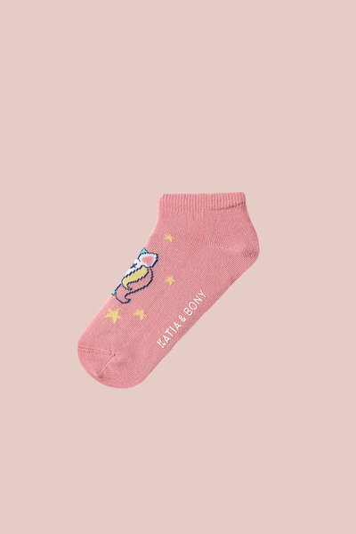 Pink Unicorn Patterned Girl's Step Socks