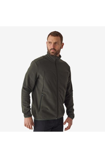 Solognac Men's Noiseless Fleece Cardigan - Green - Hunting and Nature Observation - 100