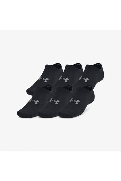 Essential No Show Unisex Black 6-Piece Socks