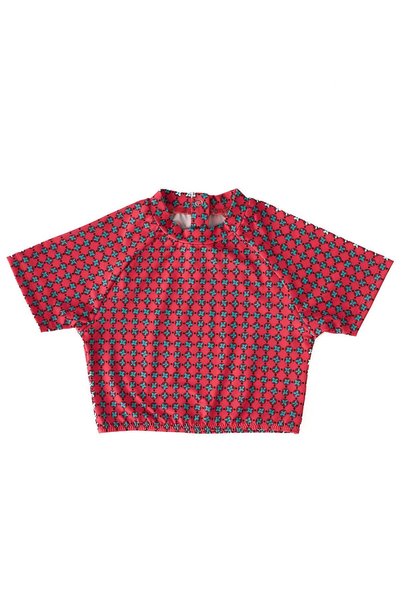 Girl's Red Colored Clover Patterned Crop