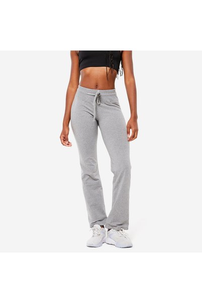 Women's Variegated Gray Cotton Regular Sports Tights 500 - Pilates