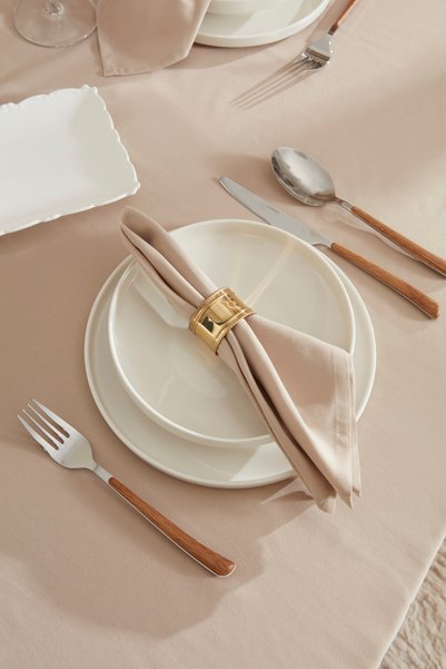 Caroline Carefree Beige 2-Piece Fabric Napkin Set