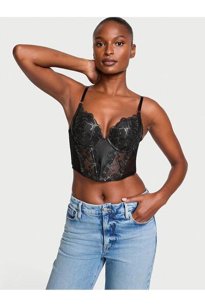 Sparkling Heart Embroidered Push-Up Bustier