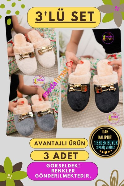 3 Pack Women's Winter Slippers Daily House Slippers Guest Dowry Bundle Bride 3-Piece Slipper Set