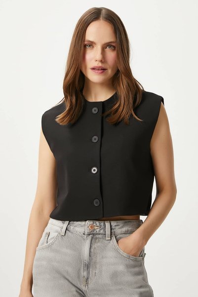 Women's Power Black Lined Woven Vest