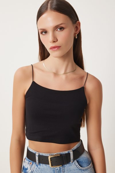Women's Black Rope Strap Knitted Bustier LI00001