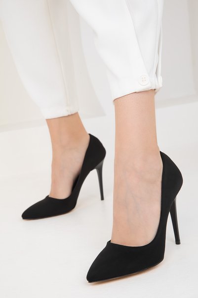 Black Suede Women's Classic Heeled Shoes 19720