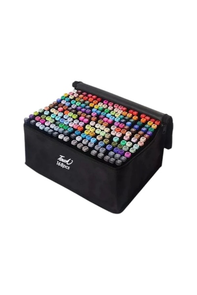 Double Ended Marker Pen 168 Pcs with Bag (with Stand)