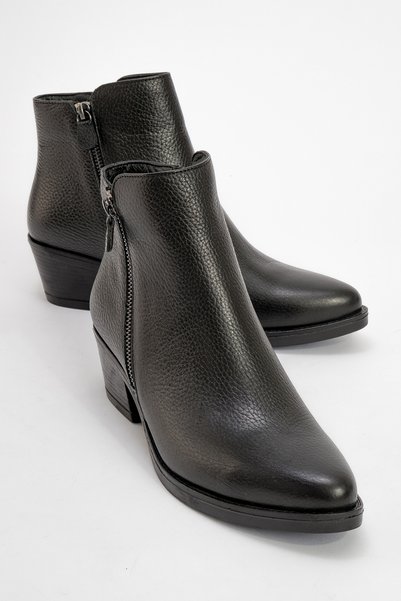 Jayer Black Floater Genuine Leather Women's Heeled Boots