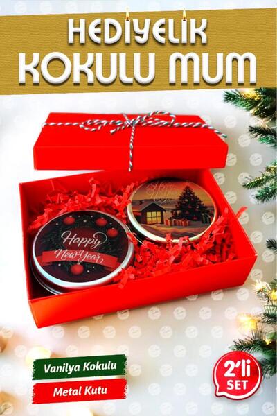 Новогодишен подарок метална кутија миризлива свеќа сет од 2 парчиња бр:3 christmas gift candle-T1106