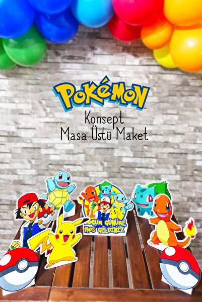 Сет за роденден со тема Pokemon, стоечки украси за роденденска маса