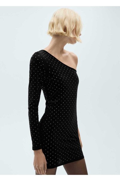 Strass asymmetrical dress