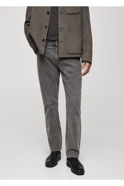Gray Washed Slim Fit Jeans