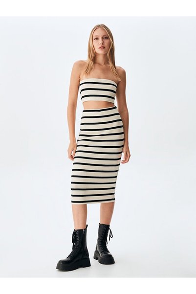 Striped Corded Ball Cream Tank Top