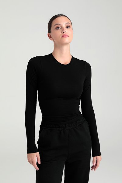 Ultra Soft Round Neck Blouse Black