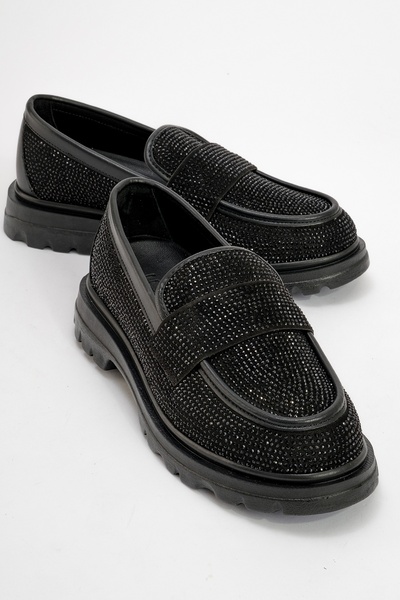 Babel Black Suede Black Stone Women's Loafer Shoes