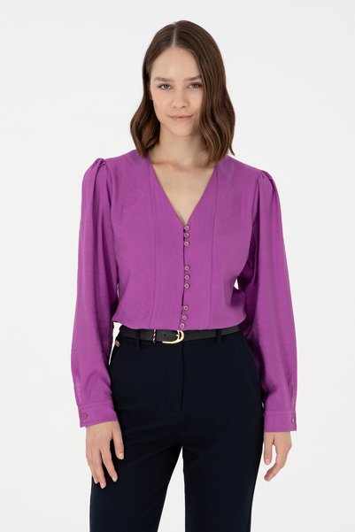 Women's Violet Long Sleeve Shirt 50292395 -Vr037