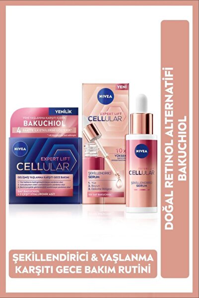 Cellular Expert Lift серум за кожа со чист бакучиол како природна алтернатива на ретинол 30ml, ноќен крем за лице 50ml