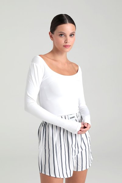 Soft Touch Oval Neck Blouse White