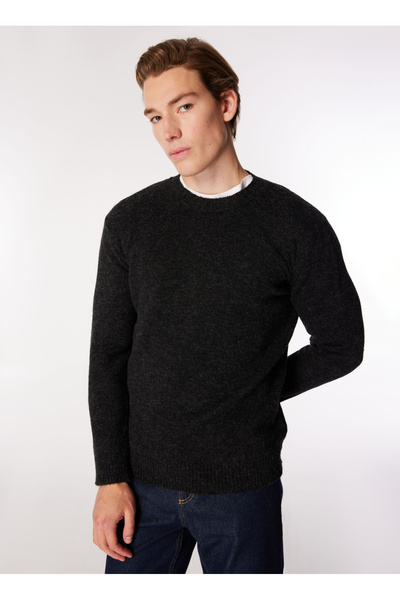 Anthracite Men's Cycling Relaxed Plain Sweatshirt J4Wm-Kzk7308 Size: L