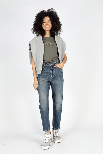 Marlyn High Waist Relaxed Fit Tapered Leg Blue Women's Jeans