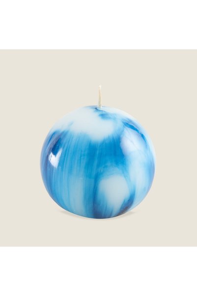 Marbled Top Candle 8 cm Blue Blue