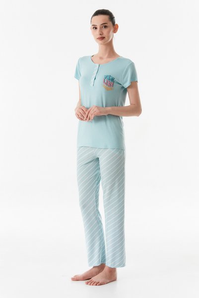 Printed Crew Neck Pajama Set