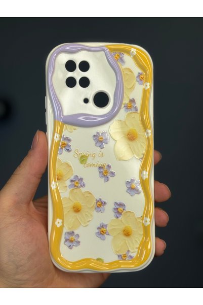 Redmi 10C/Poco C40 Case Designed Patterned Camera Protected Daisy Flower Colorful Silicone Cover