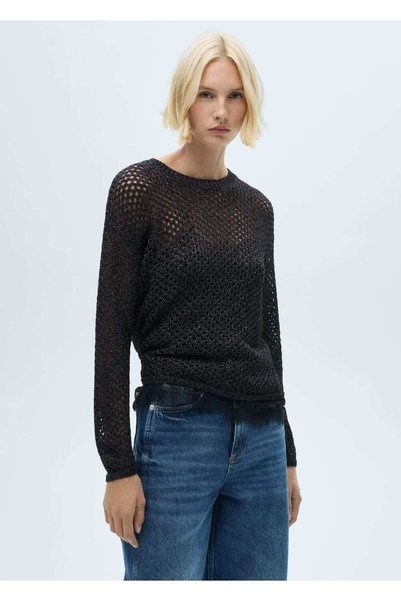 Lurex Openwork Knit Sweater